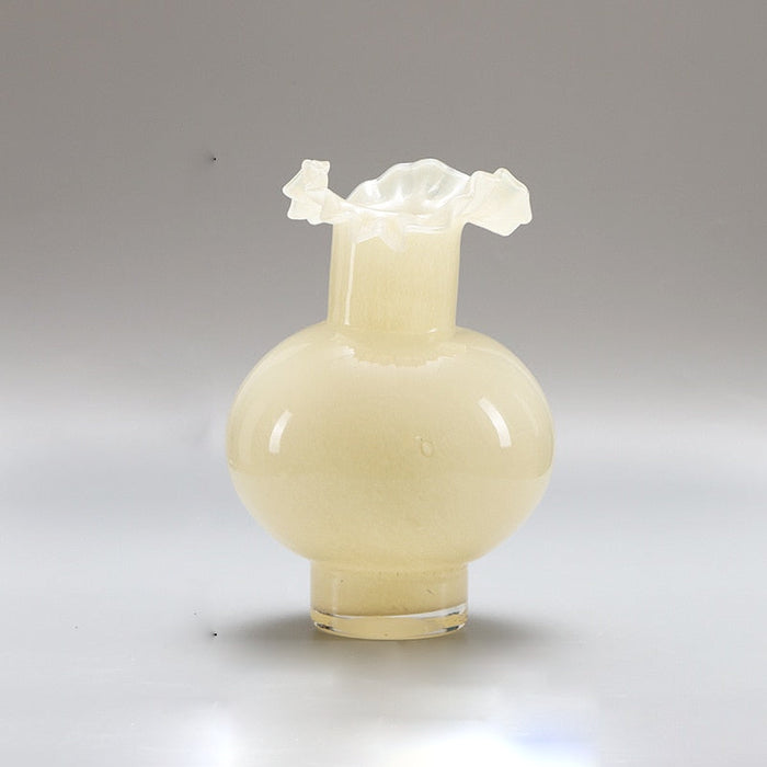 Light Milk Yellow High Sense Glass Vase