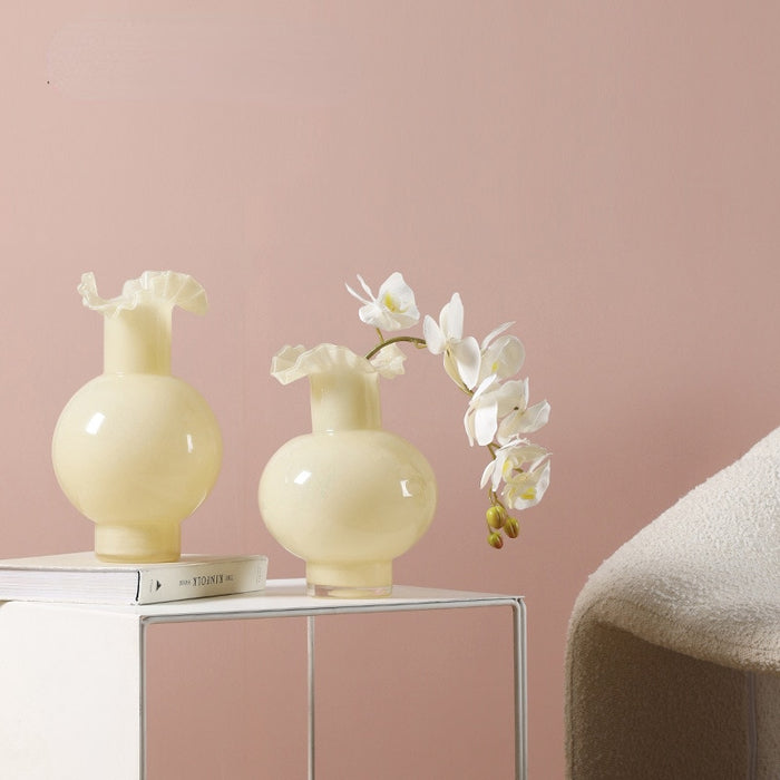 Light Milk Yellow High Sense Glass Vase