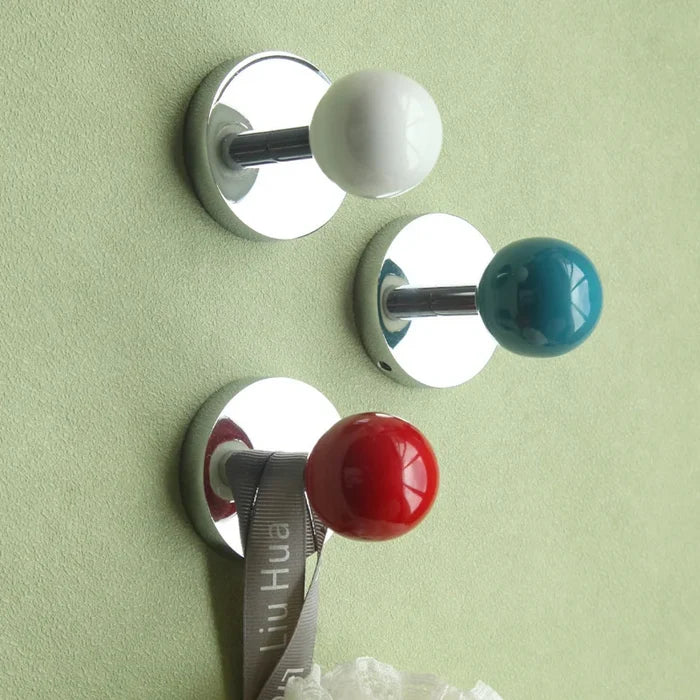 Ceramic Ball Wall Mounted Hook Towel Hooks For Bathroom Clothes Coat Hanger Punch/No Punch Dual Purpose Bedroom Door Hooks Diy-Letifly Lights and Decor