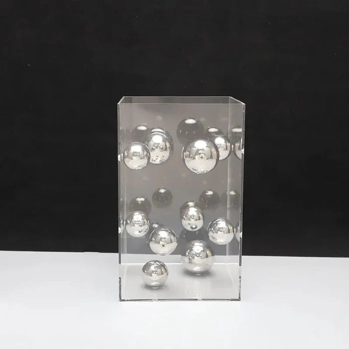 Abstract Metal Ball Artwork Square Acrylic Art Display Modern Sphere Aesthetic Decor