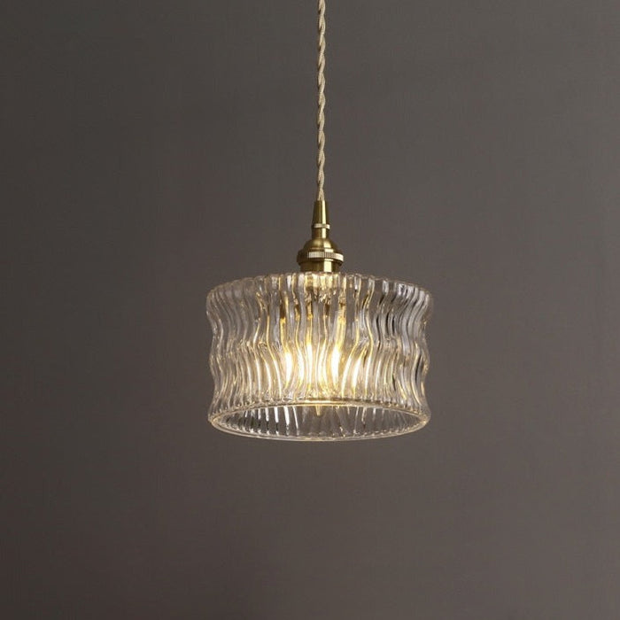 Round Transparent Glass Brass Pendant Lamp