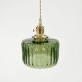 Round Green Pendant Lamp Glass  brass