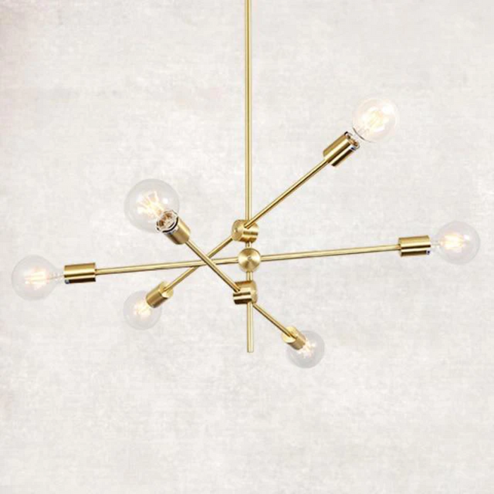 Metal Pendant Light with LED Bulbs for Living Room and Bed Room Gold retro modern sputnik lamp light bulbs