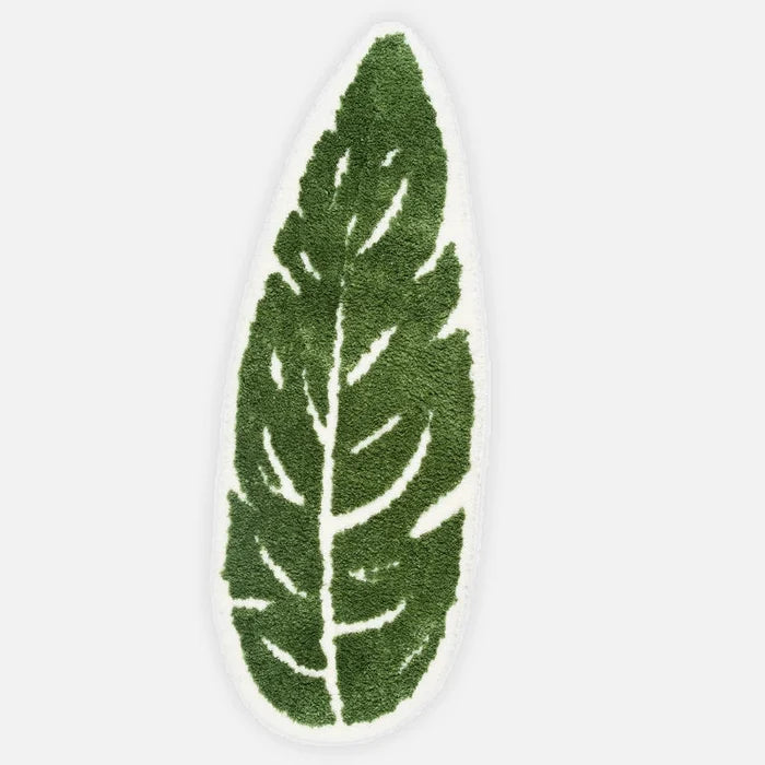 plush monstera bathroom rug anti skid bath mat leaf print