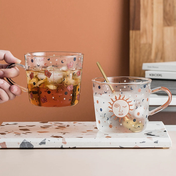 Round Transparent Printed Glass Mug