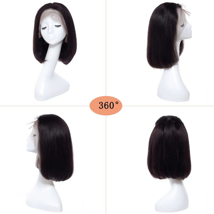 Natural color full real human hair straight wig head cover