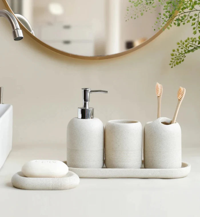 Stone  luxury 5 piece bathroom accessory set