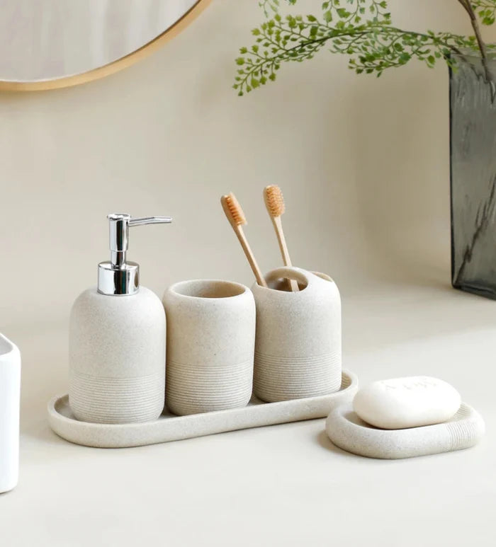 Stone  luxury 5 piece bathroom accessory set