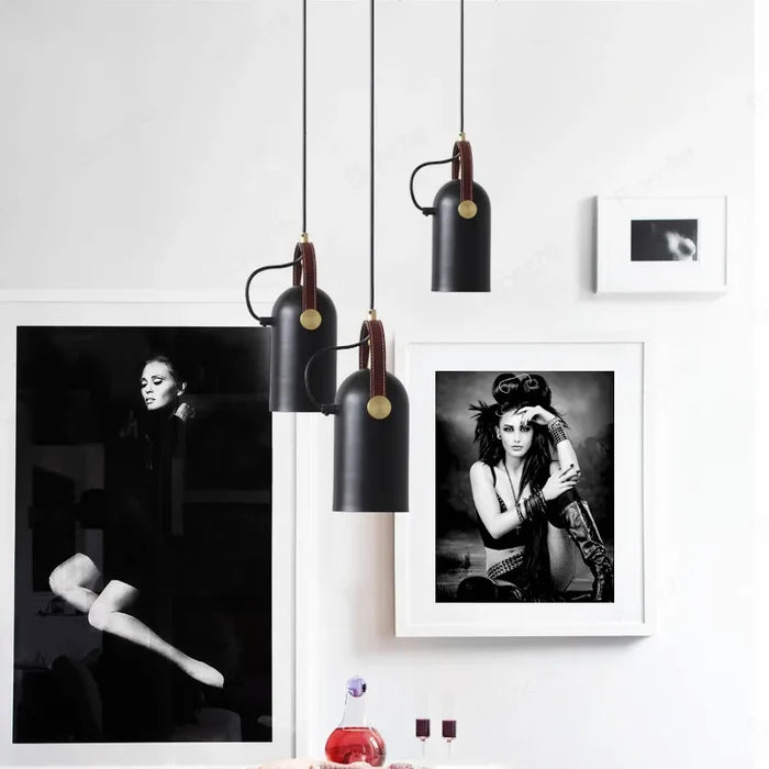 Modern Spotlight pendant with brass details