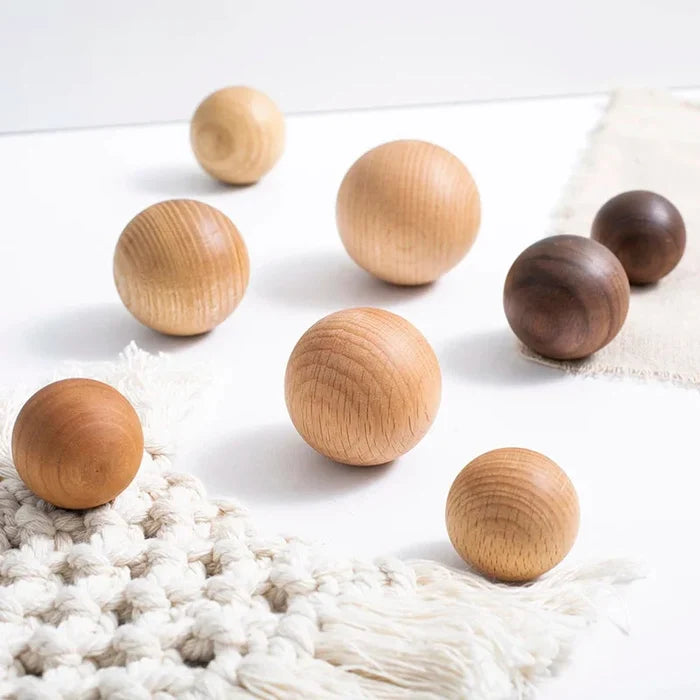 Ball Knob Drawer Pulls Natural Walnut / Ash / Beech Decor Ball Kitchen Cabinet Handles Simple Wooden Furniture Hardware-Letifly Lights and Decor
