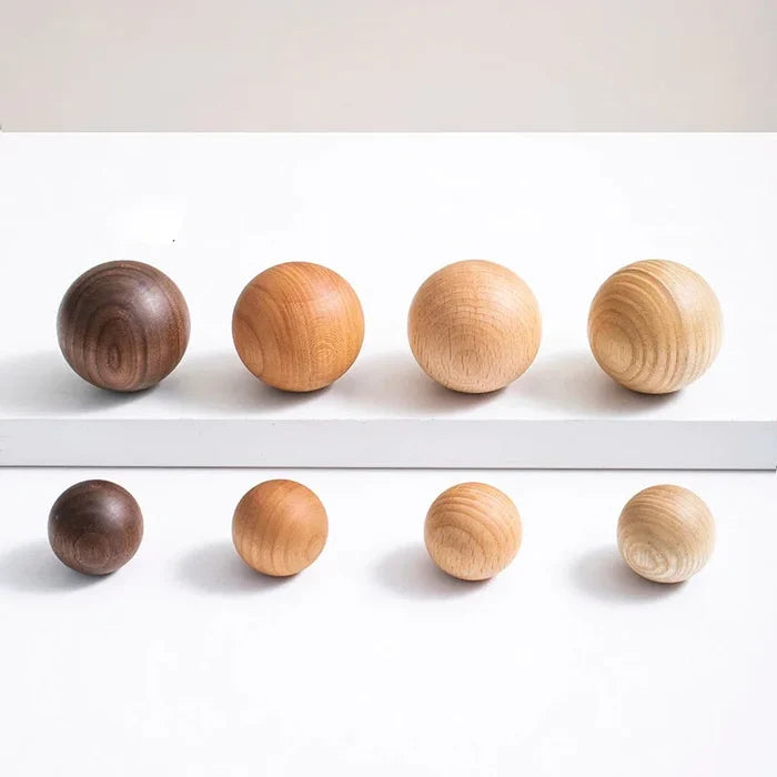 Ball Knob Drawer Pulls Natural Walnut / Ash / Beech Decor Ball Kitchen Cabinet Handles Simple Wooden Furniture Hardware-Letifly Lights and Decor