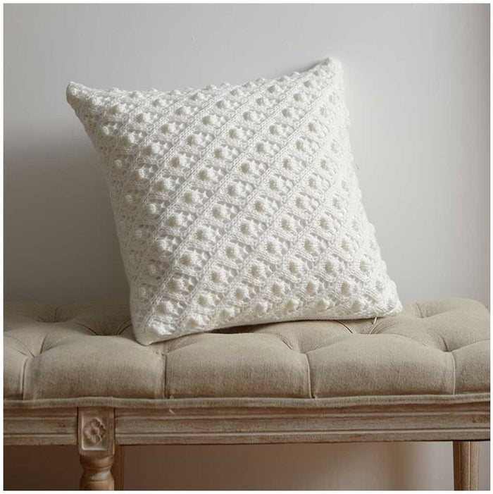 Vintage Cotton Crochet Knit Pillow Cover Ivory White