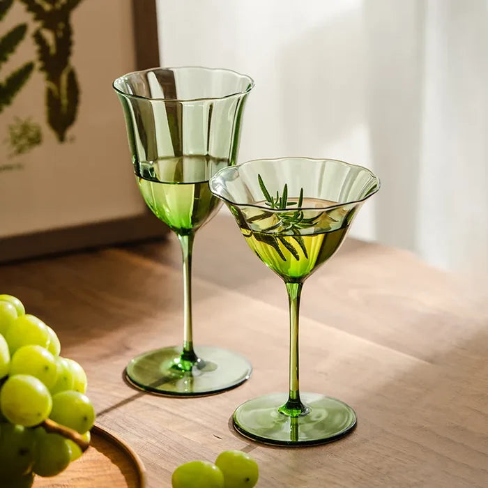 Vintage Green Wine Glass