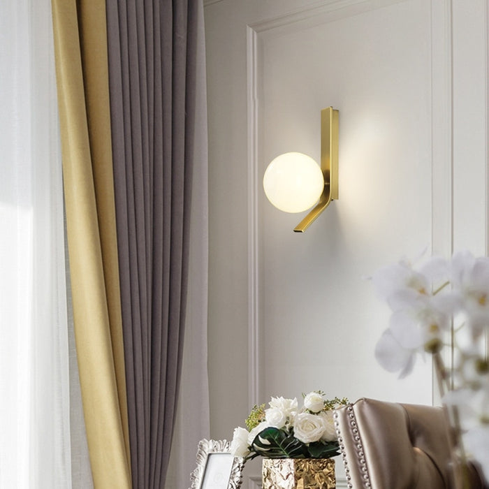 Round Orb Gold Base Wall Mounted Indoor Light