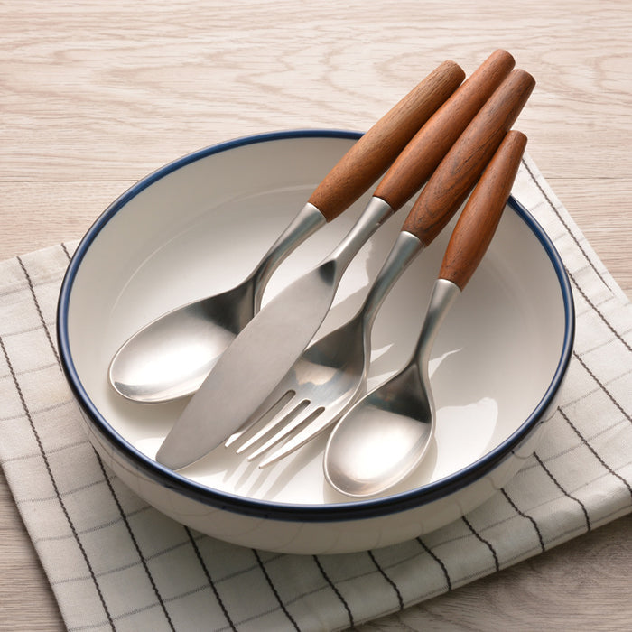 Only Natural Stainless Steel and Wood Flatware Set-Letifly Lights and Decor