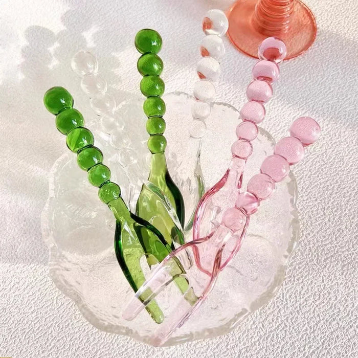 Lightweight Clear Glass Dinnerware Set Tableware Set Fork Spoon Flatware Set For Tea Salad Fork Fruit Ice Cream Glass Food Spoon-Letifly Lights and Decor