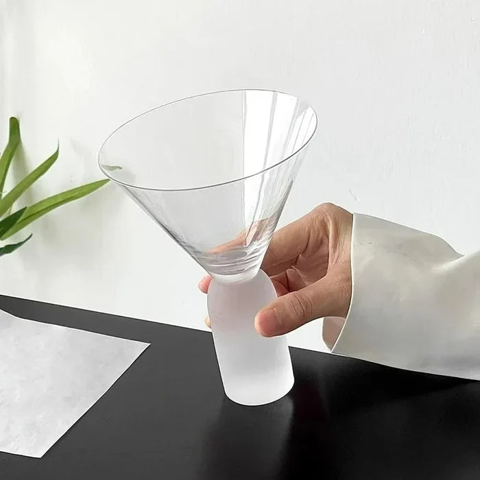 Creative Cocktail Glasses Cups Frosted Handle Glass Cups High-foot Martini Glass Cup Simple Dessert Cold Drink Cup Kitchen Tools-Letifly Lights and Decor