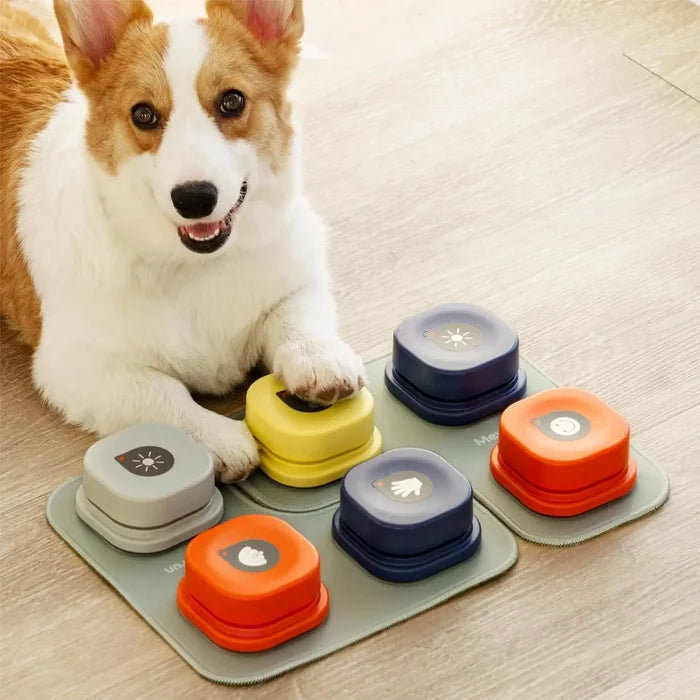 Training buttons set recordable talking dog buttons rubber mat colorful pet communication tool