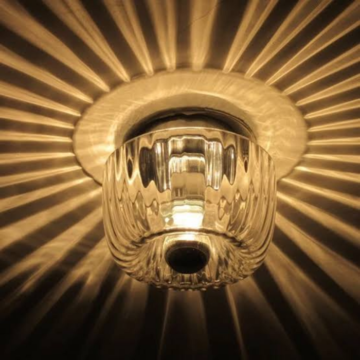 Round Glass Sun Ray Effect Silver Base Wall Mounted Light Fixture