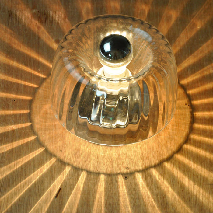 Round Glass Sun Ray Effect Silver Base Wall Mounted Light Fixture