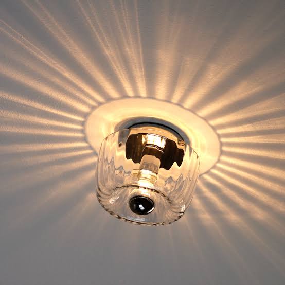 Round Glass Sun Ray Effect Silver Base Wall Mounted Light Fixture