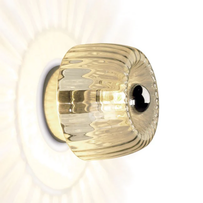 Round Glass Sun Ray Effect Silver Base Wall Mounted Light Fixture