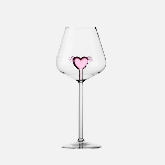 Pink Love Wings Glass Cup & Goblet