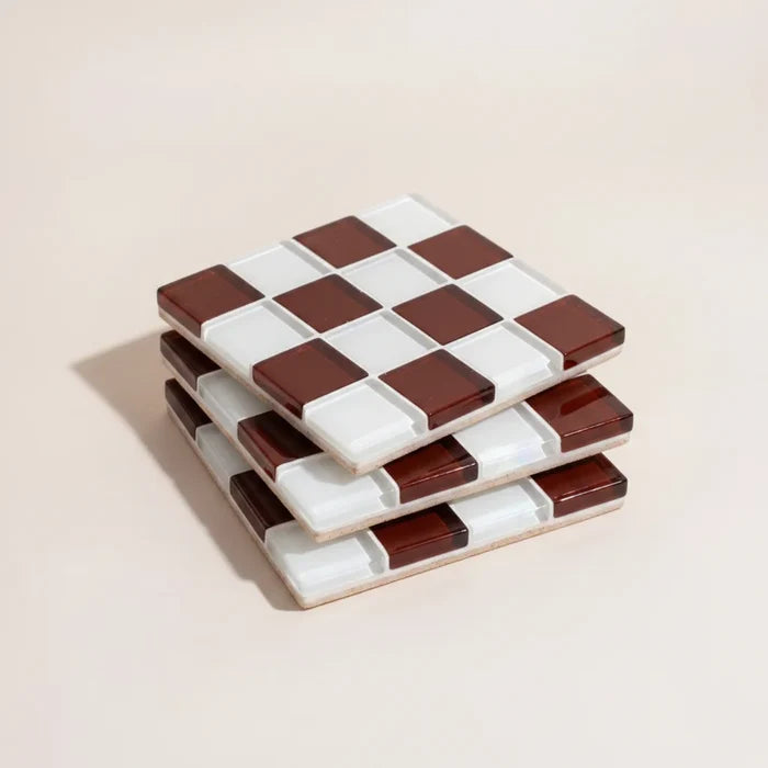 Pixel Checkered Tile Coasters-Letifly Lights and Decor