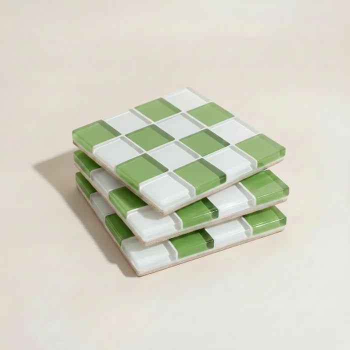 Pixel Checkered Tile Coasters-Letifly Lights and Decor