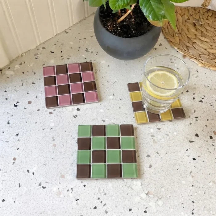 Pixel Vintage Tile Coasters-Letifly Lights and Decor
