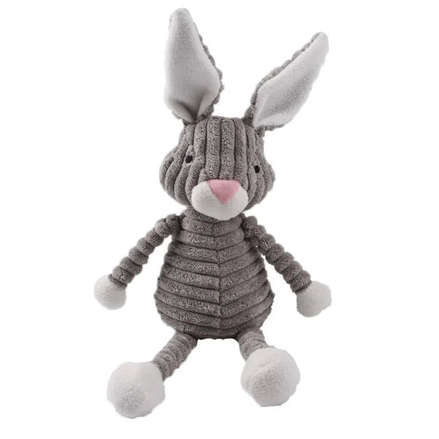 Plush corduroy squeaky dog toy animal shape durable chew toy for puppies and dogs