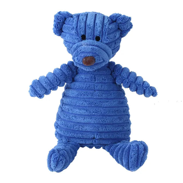 Plush corduroy squeaky dog toy animal shape durable chew toy for puppies and dogs