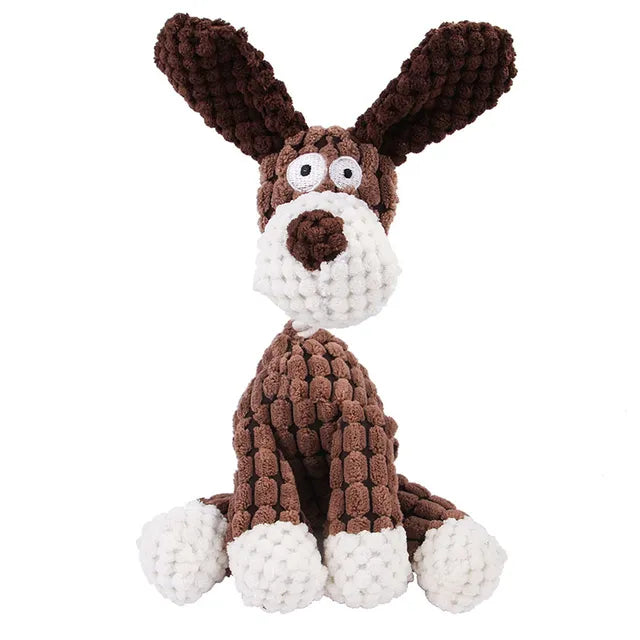 Plush corduroy squeaky dog toy animal shape durable chew toy for puppies and dogs