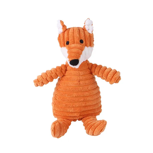 Plush corduroy squeaky dog toy animal shape durable chew toy for puppies and dogs