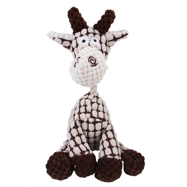 Plush corduroy squeaky dog toy animal shape durable chew toy for puppies and dogs