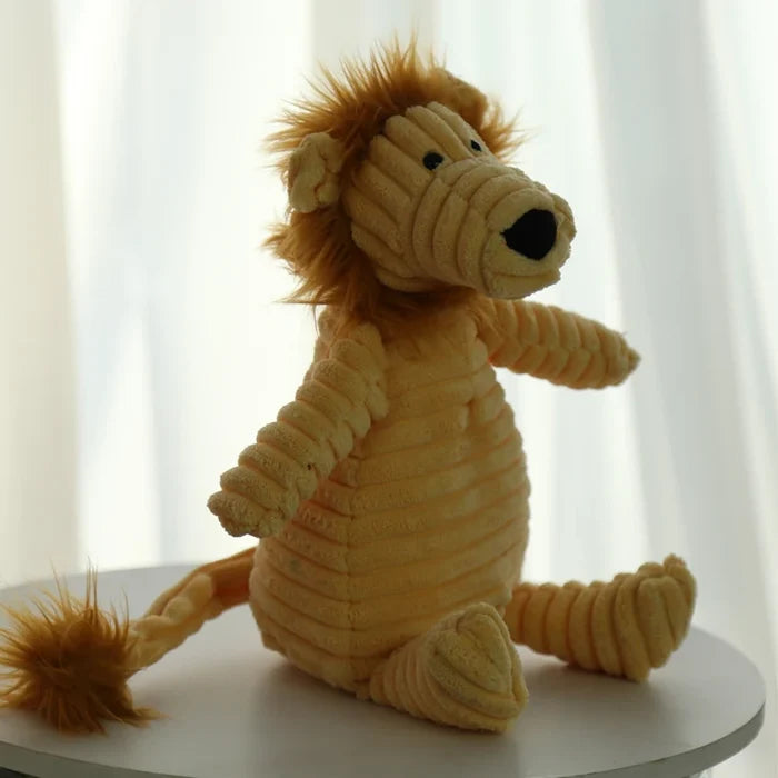 Plush corduroy squeaky dog toy animal shape durable chew toy for puppies and dogs