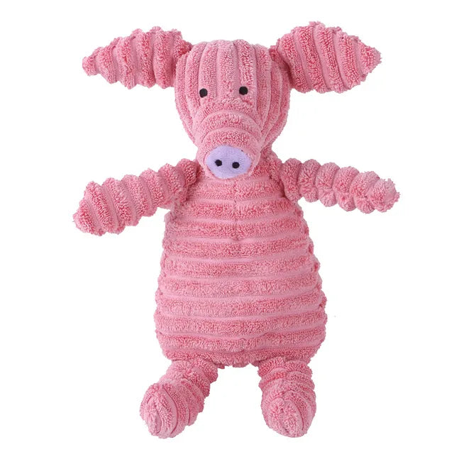 Plush corduroy squeaky dog toy animal shape durable chew toy for puppies and dogs