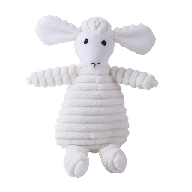 Plush corduroy squeaky dog toy animal shape durable chew toy for puppies and dogs