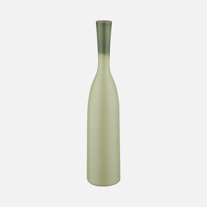 cylinder bottle shape ceramic green decorative vase