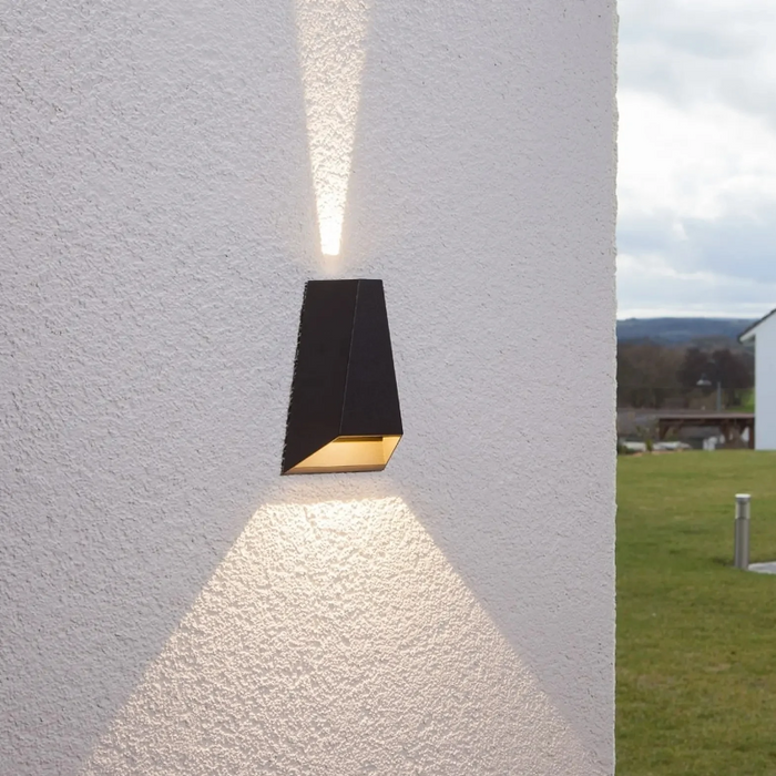 Pyramid Waterproof Wall Lamp black waterproof aluminum tempered glass pyramid shape upward and downward LED glow