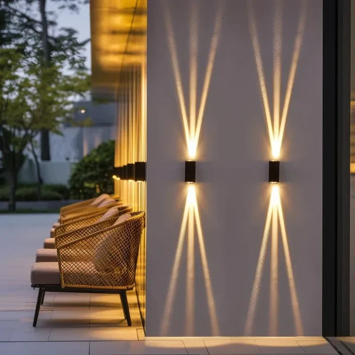 LED modern up-and-down wall lamp black aluminum outdoor indoor warm white anti-rust wall sconce