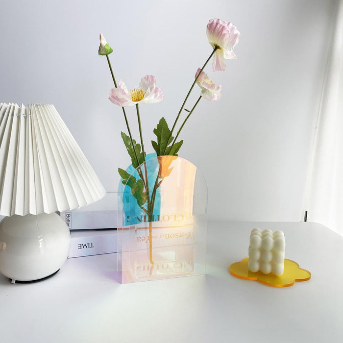 Acrylic Transparent Rainbow Tint Geometric Shaped Vase Arch