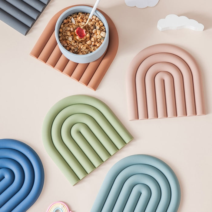 Rainbow Silicone Mat Coasters-Letifly Lights and Decor