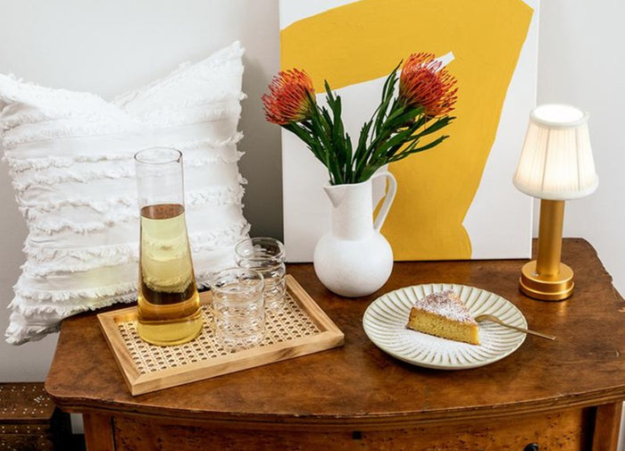 Rattan Cane and Wood Frame Decorative Tray-Letifly Lights and Decor