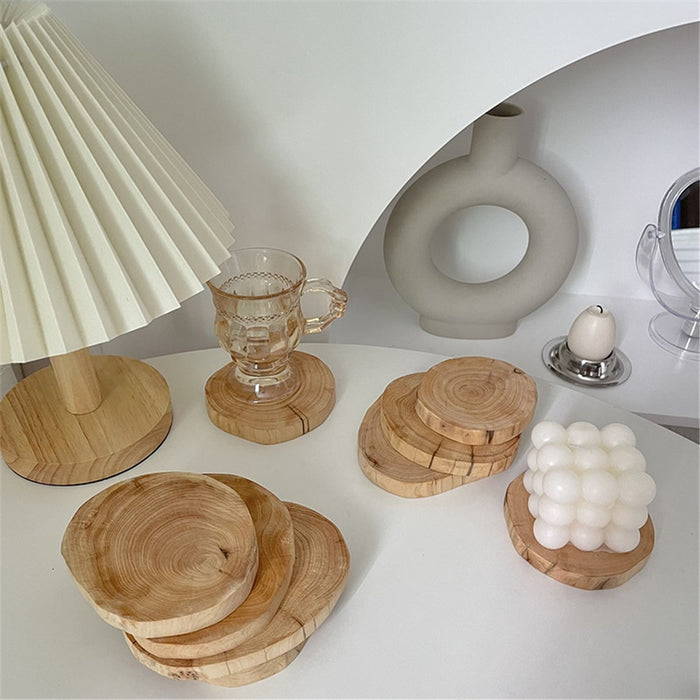 Natural Round Wood Slice Coasters Cup