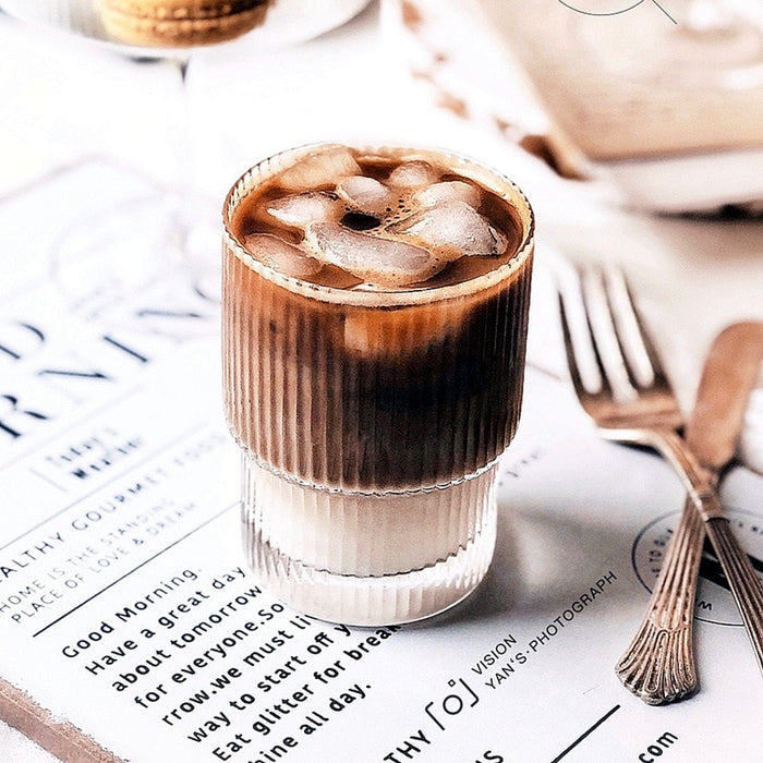 Round Transparent Ridged Latte Glass