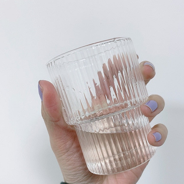 Round Transparent Ridged Latte Glass
