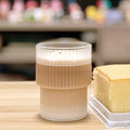 Round Transparent Ridged Latte Glass