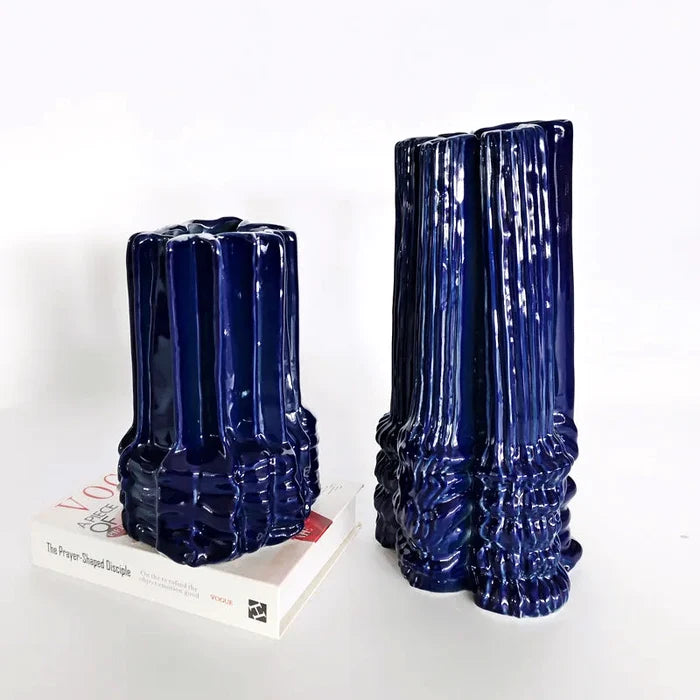 Ripple Glazed Ceramic Abstract Vase-Letifly Lights and Decor
