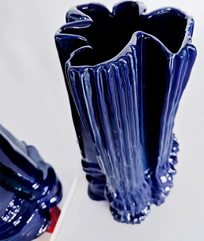 Ripple Glazed Ceramic Abstract Vase-Letifly Lights and Decor